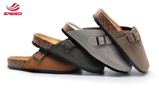 2026 New Fashion Women's Softwood Slippers Student Birken Shoes Adjustable Buckle Double Strap Flat Summer PU Picture Rubber